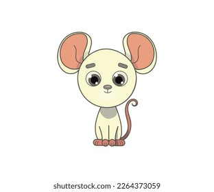 White mouse vector isolated color icon. White mouse animal vector icon. White mouse icon