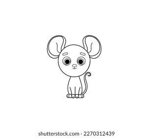 Icono de contorno aislado del vector blanco del ratón. Icono del vector animal del ratón blanco. Icono de ratón blanco 