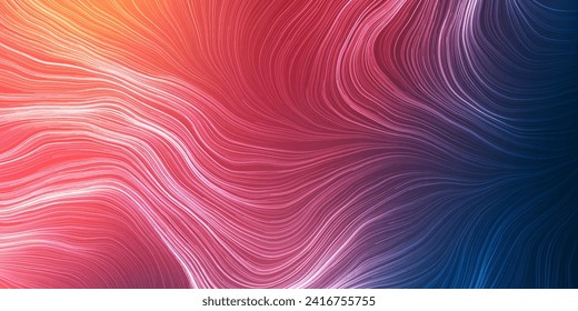 White Moving, Flowing Stream of Particles in Curving, Wavy Lines - Digitally Generated Futuristic Abstract 3D Geometric Colorful Background Design, Landing Page Template in Editable Vector Format