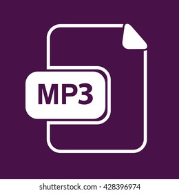 White MP3 icon vector. Purple background