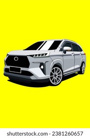 White MPV Car Modification Vector Art