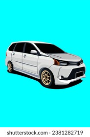 White MPV Car Modification Vektor Art