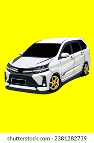 White MPV Car Modification Vector Art