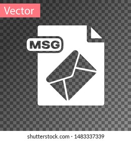 White MSG file document. Download msg button icon isolated on transparent background. MSG file symbol.  Vector Illustration