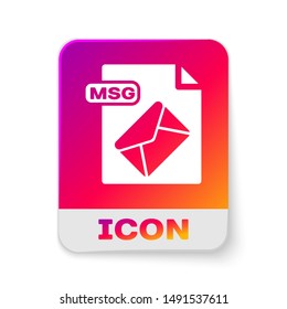 White MSG file document. Download msg button icon isolated on white background. MSG file symbol. Rectangle color button. Vector Illustration