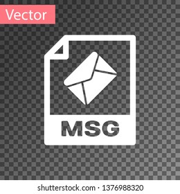 White MSG file document icon. Download msg button icon isolated on transparent background. MSG file symbol. Vector Illustration
