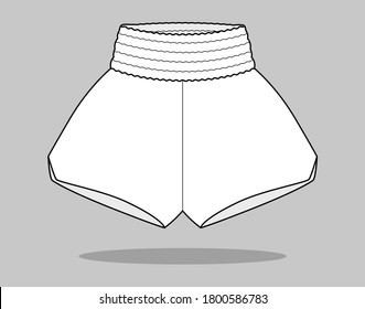 White Muay Thai Shorts Thai Boxing Pants Vector For Template.