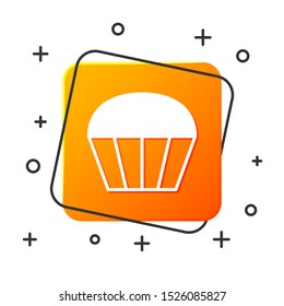 White Muffin icon isolated on white background. Orange square button. Vector Illustration