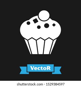 White Muffin icon isolated on black background.  Vector Illustration