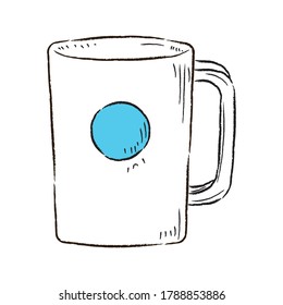 Mug blanca, ilustración plana del vector del contorno de la taza
