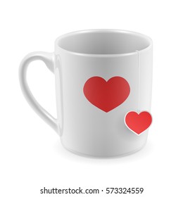White mug with heart