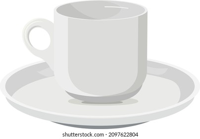 White mug illustration, vector on a white background.