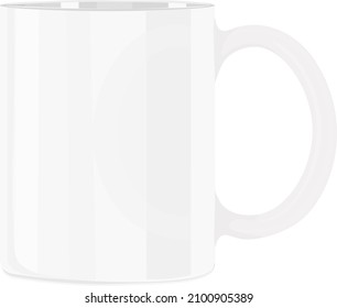 White mug, illustration, vector on a white background.
