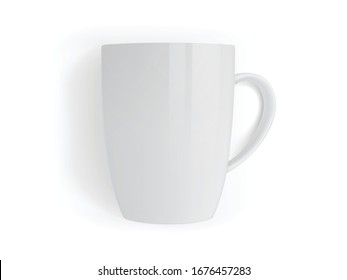 white mug isolated on white background top view vector mock up