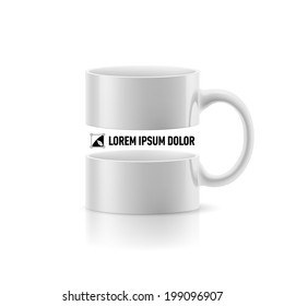 White mug with linear space for message in the middle.