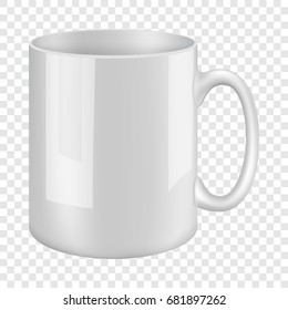 White mug mockup. Realistic illustration of white mug vector mockup for web