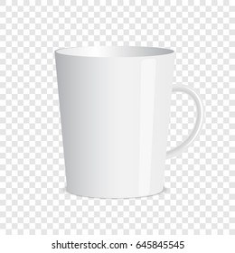 White mug on transparent background. Vector illustration.