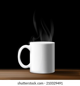 white mug on a wooden table