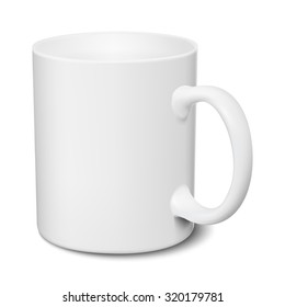 White mug realistic 3D mockup on a white background vector illustration