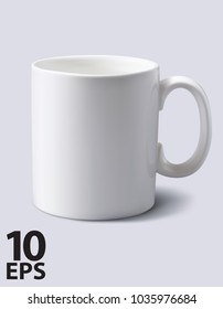 White mug realistic. Vector 3d illustration