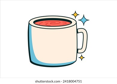 Diseño de pegatinas retro de la taza blanca