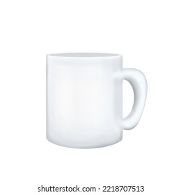 White Mug Vector Illustration Transparent Background. 