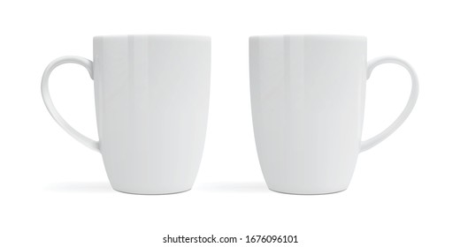 white mugs isolated on white background view from different sides