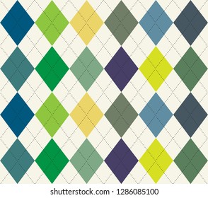 White Multicolor Argyle Seamless Pattern