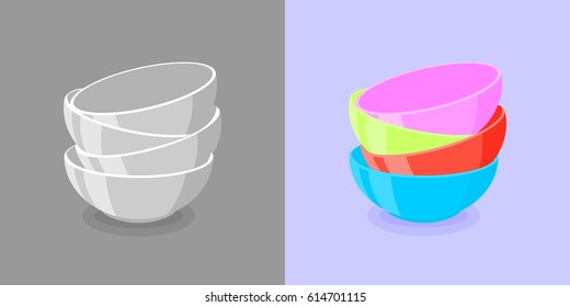 White and multicolored plates vector illustration