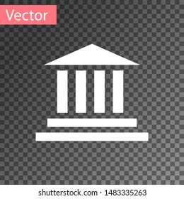 White Museum building icon isolated on transparent background.  Vector Illustration