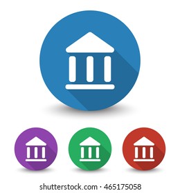 White Museum icon in different colors set
