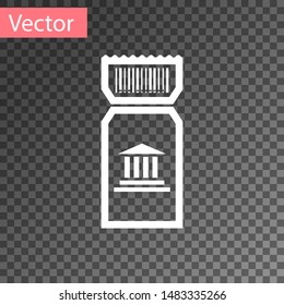 White Museum ticket icon isolated on transparent background. History museum ticket coupon event admit exhibition excursion.  Vector Illustration