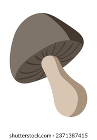 White mushroom. Flat style vector illustration. Single isolated object. Autumn theme. Finding in the forest. Hand drawn fall element for design greeting card. Thanksgiving Day