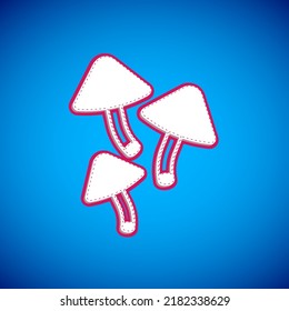 White Mushroom icon isolated on blue background.  Vector