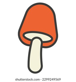 White mushroom icon with red cap. Vector illustration.