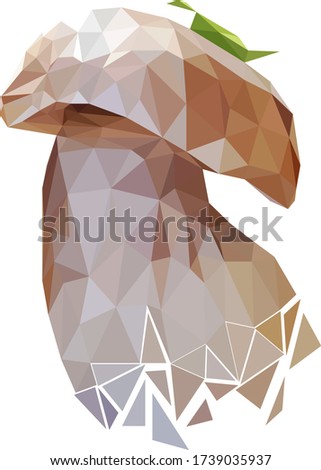white mushroom with a leaf on top stylized from triangles colored