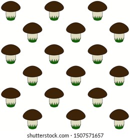 White mushrooms pattern on white background