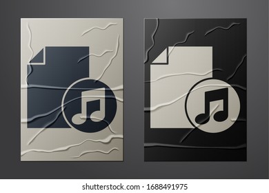 Livre de Musique blanc avec icône de note isolé sur fond papier grunge. Feuille de musique avec stave de note. Bloc-notes pour les notes de musique. Style papier. Illustration vectorielle