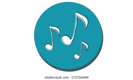 White music notation in a blue circle