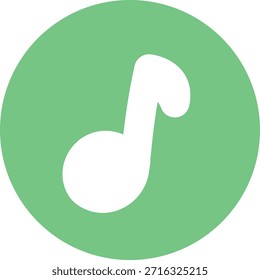 White music note in green circle