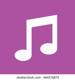 White music note icon vector. Purple background
