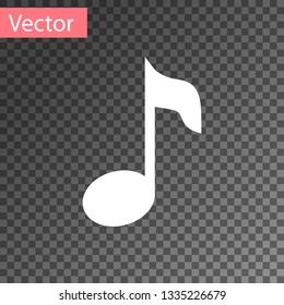 White Music note, tone icon isolated on transparent background. Vector Illustration