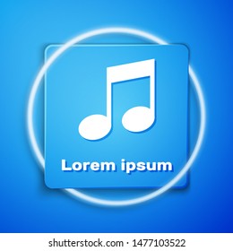 White Music note, tone icon isolated on blue background. Blue square button. Vector Illustration White Music note, tone icon isolated on blue background. Blue square button. Vector Illustration