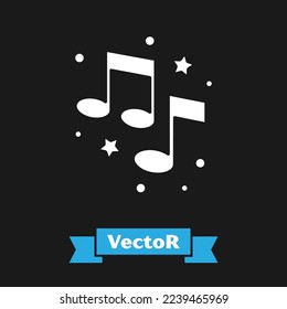 White Music note, tone icon isolated on black background.  Vector