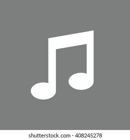 White music note vector icon. Gray background