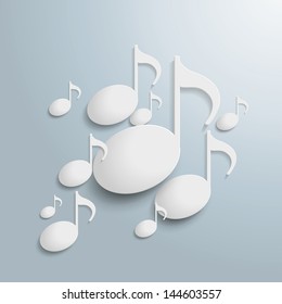 White music notes on the grey background. Eps 10 vector file.