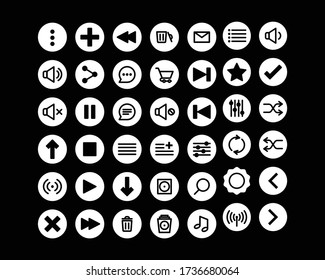 White music player icon isolated on black background