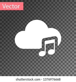 White Music streaming service icon isolated on transparent background. Sound cloud computing, online media streaming, online song, audio wave. Vector Illustration White Music streaming service icon isolated on transparent background. Sound cloud computing, online media streaming, online song, audio wave. Vector Illustration
