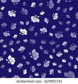 White Music streaming service icon isolated seamless pattern on blue background. Sound cloud computing, online media streaming, song, audio wave.  Vector Illustration
