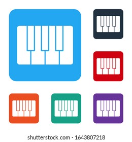 White Music synthesizer icon isolated on white background. Electronic piano. Set icons in color square buttons. Vector Illustration